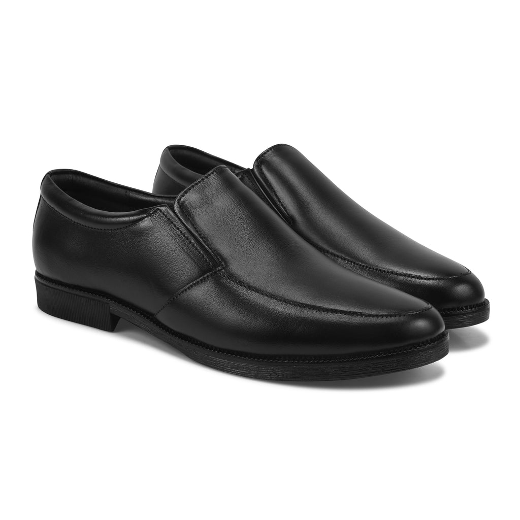 Pentagun Moccasin Men's Leather Slip-On Dress Shoes, Formal Business Moccasin | Black Genuine Leather | MC01