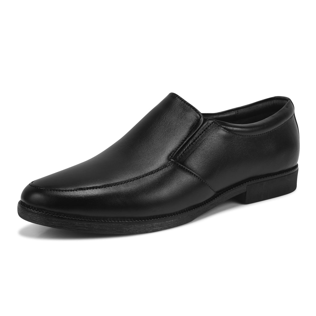 Pentagun Moccasin Men's Leather Slip-On Dress Shoes, Formal Business Moccasin | Black Genuine Leather | MC01