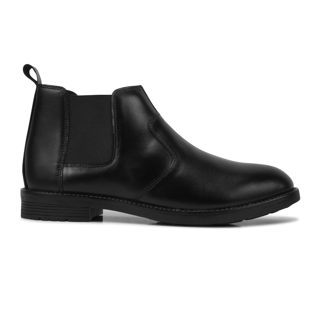 Pentagun Chelsea Men's Boots, Black Leather, Slip-On Ankle Boots with Elastic Side Panels | Genuine Leather CL01
