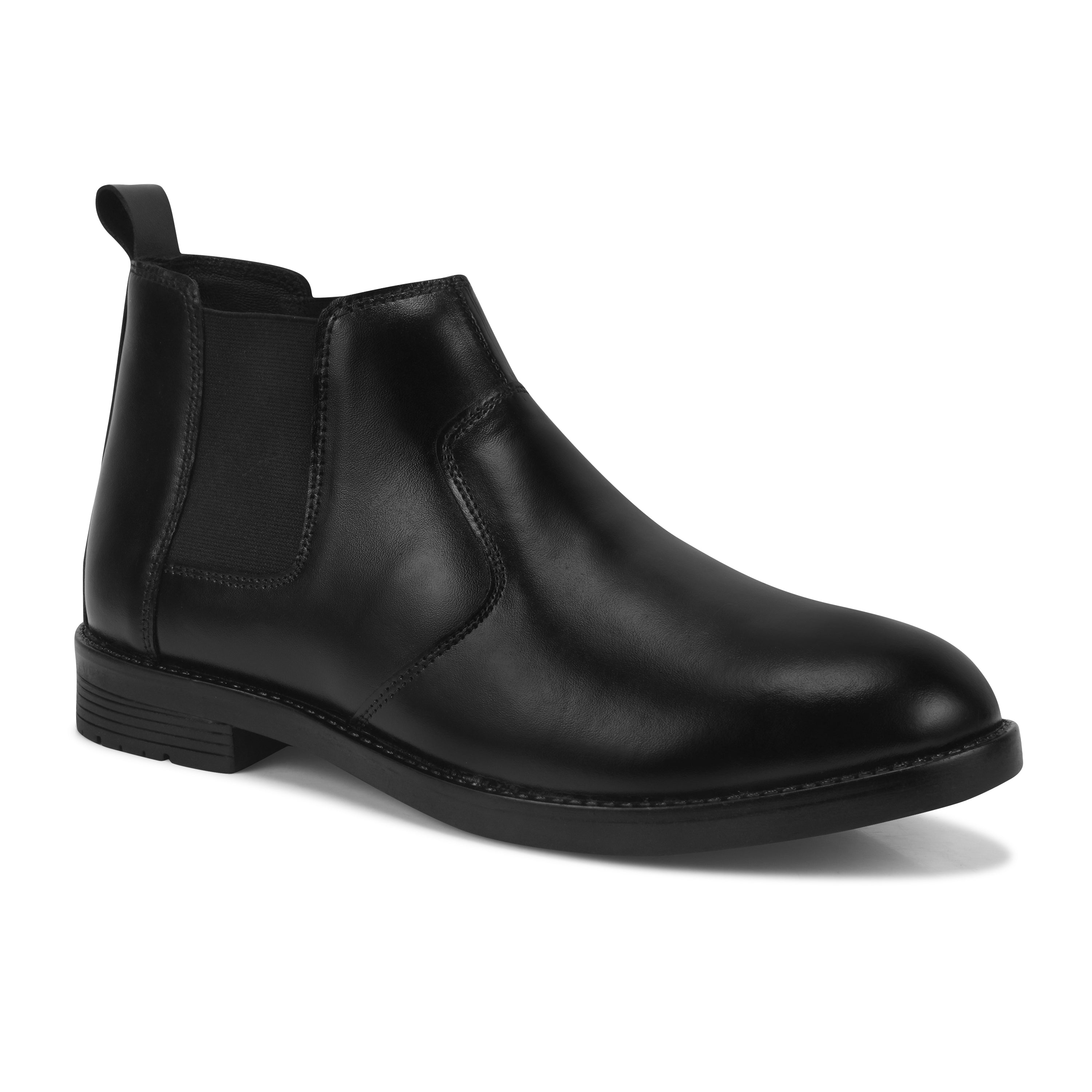 Pentagun Chelsea Men's Boots, Black Leather, Slip-On Ankle Boots with Elastic Side Panels | Genuine Leather CL01