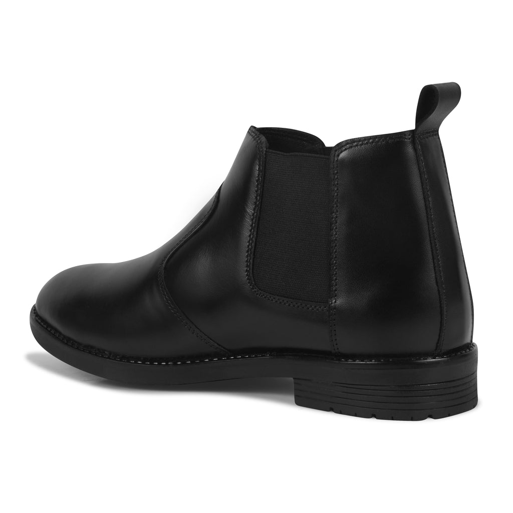 Pentagun Chelsea Men's Boots, Black Leather, Slip-On Ankle Boots with Elastic Side Panels | Genuine Leather CL01