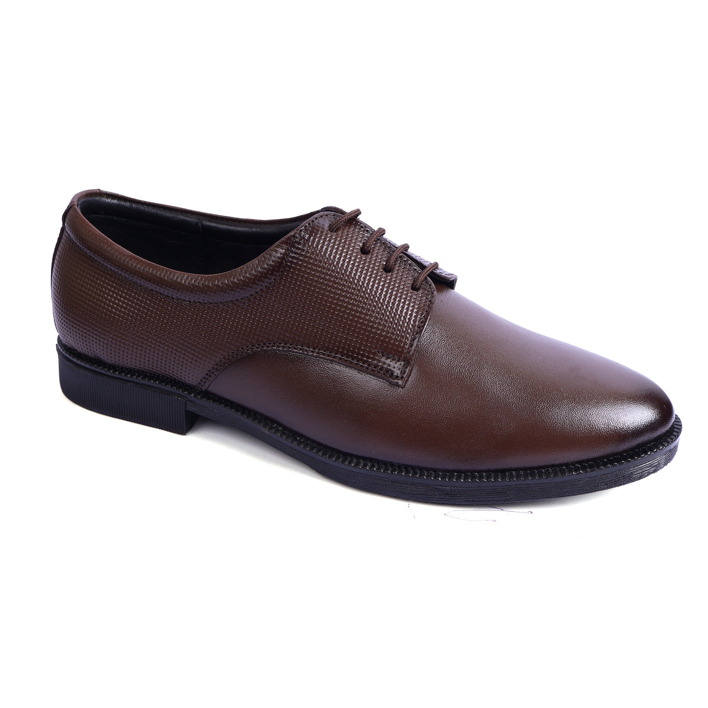 DB02 - Classic Brown Textured Derby Shoes – Premium Leather Formal Lace-Up for Men