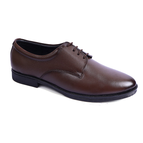DB02 - Classic Brown Textured Derby Shoes – Premium Leather Formal Lace-Up for Men