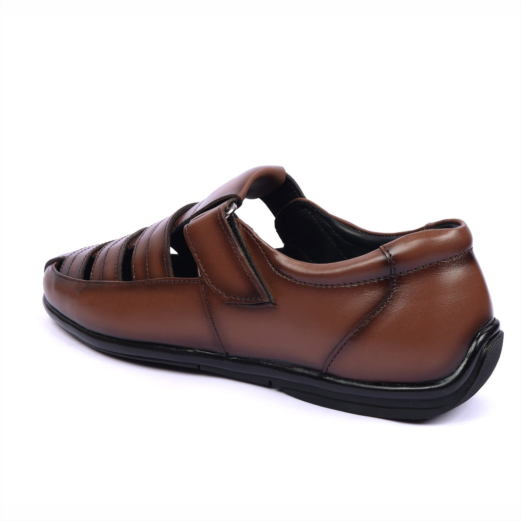RS01 - Premium Brown Leather Fisherman Sandals – Smart Casual Comfort for Men