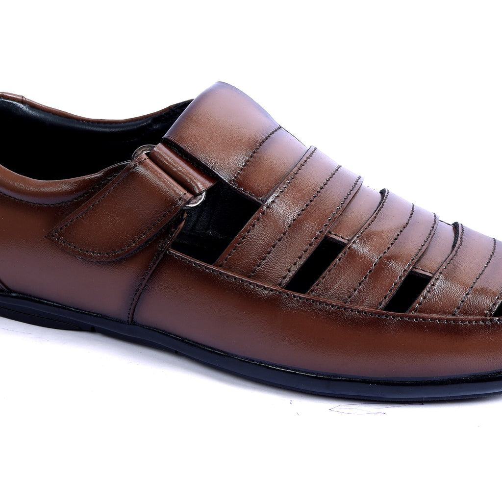 RS01 - Premium Brown Leather Fisherman Sandals – Smart Casual Comfort for Men
