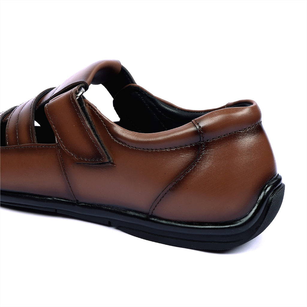 RS01 - Premium Brown Leather Fisherman Sandals – Smart Casual Comfort for Men