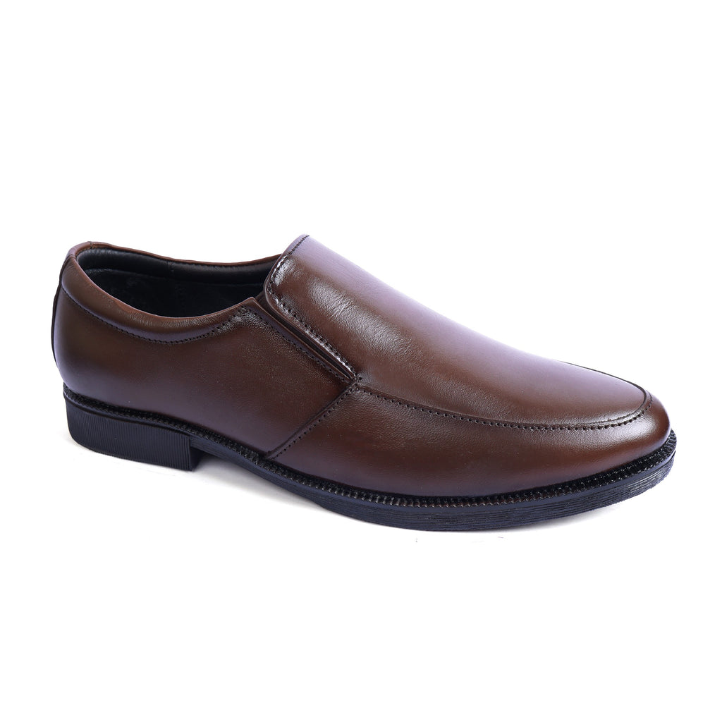 MC01 - Premium Brown Leather Moccasin – Elegant Formal Slip-On for Men
