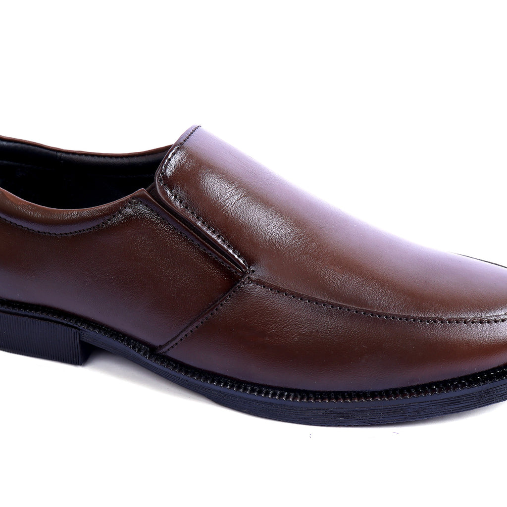 MC01 - Premium Brown Leather Moccasin – Elegant Formal Slip-On for Men