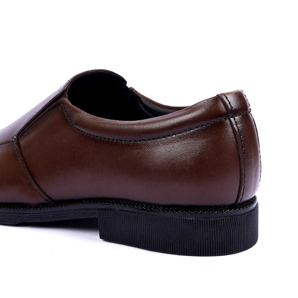 MC01 - Premium Brown Leather Moccasin – Elegant Formal Slip-On for Men