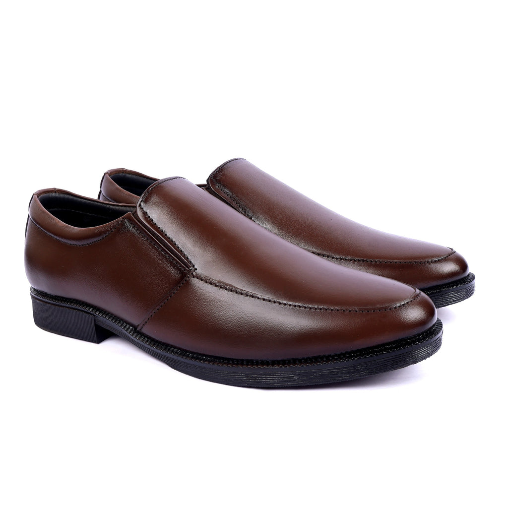 MC01 - Premium Brown Leather Moccasin – Elegant Formal Slip-On for Men
