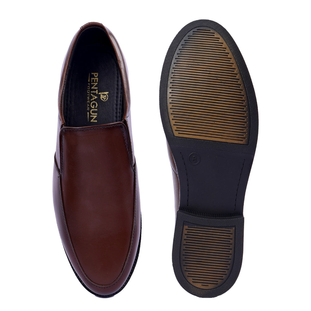 MC01 - Premium Brown Leather Moccasin – Elegant Formal Slip-On for Men