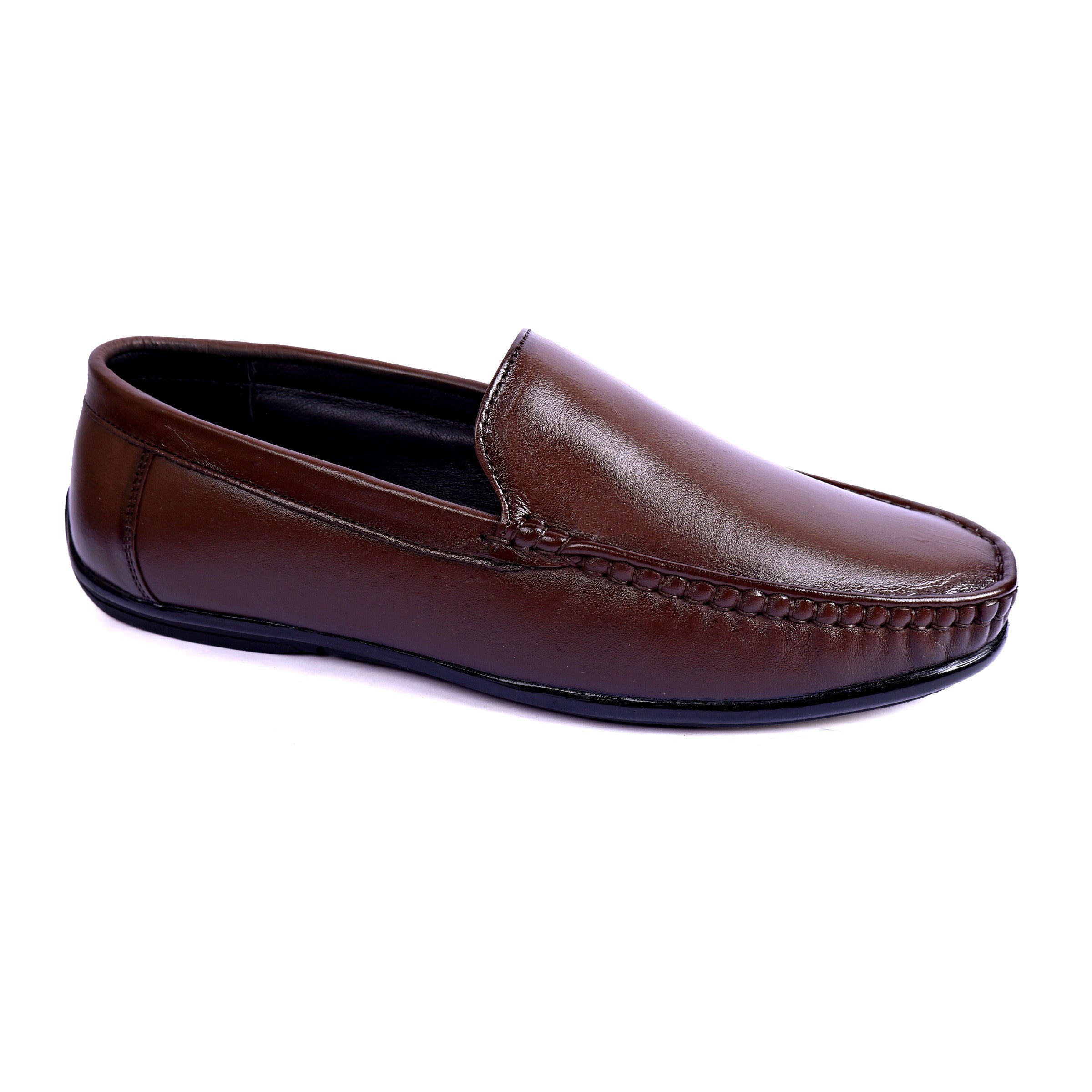 LF01 - Premium Brown Leather Loafers – Elegant Formal Slip-On for Men