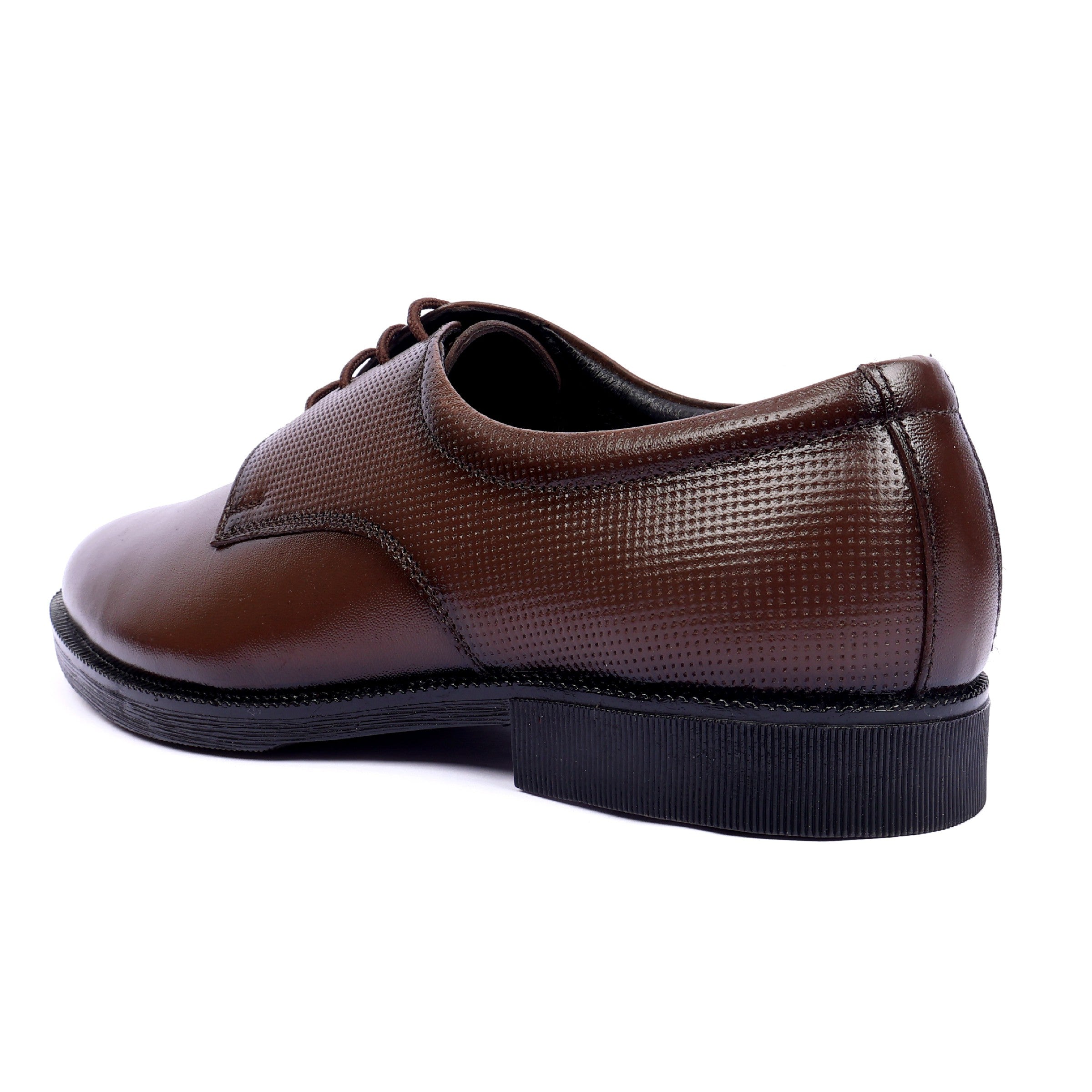 DB02 - Classic Brown Textured Derby Shoes – Premium Leather Formal Lace-Up for Men
