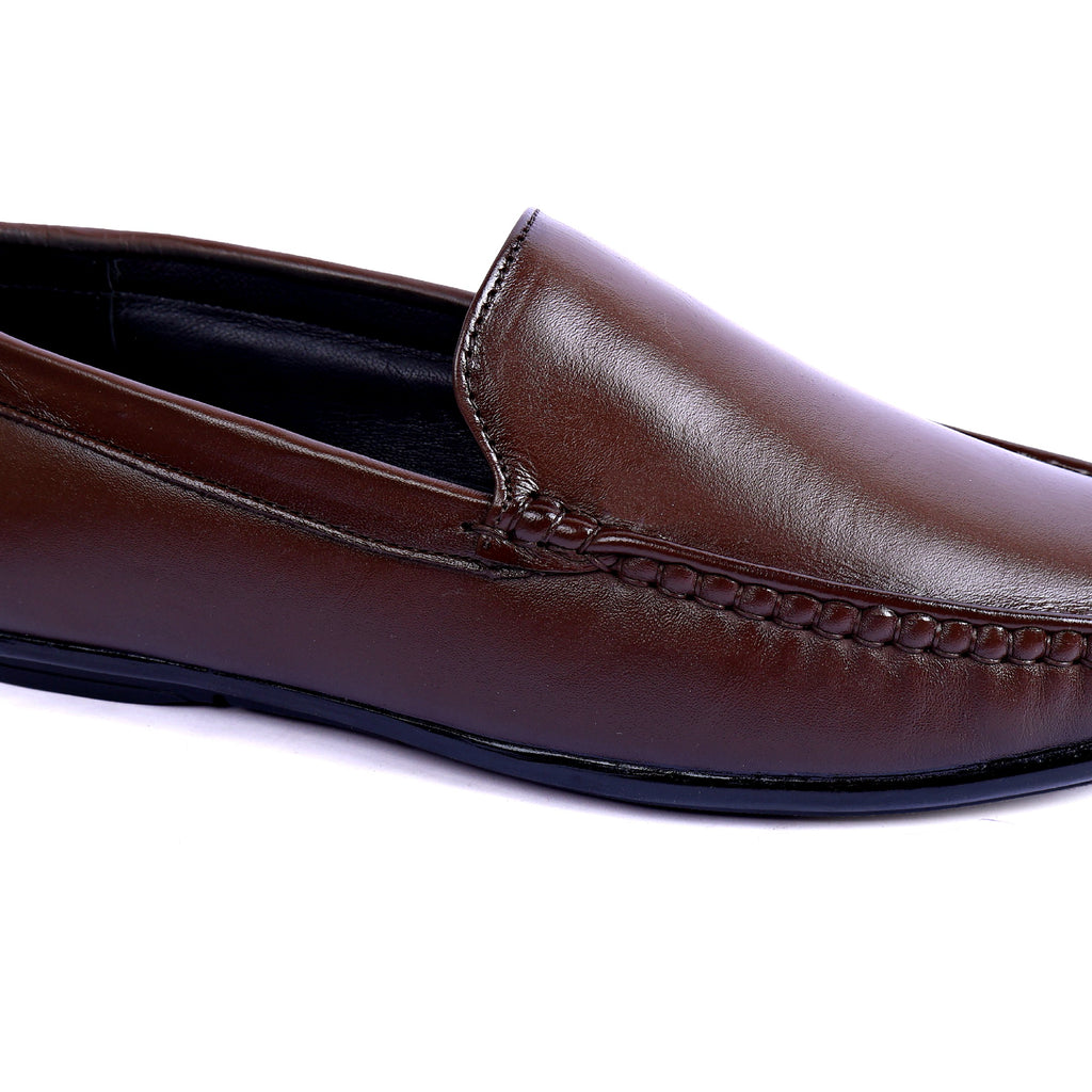 LF01 - Premium Brown Leather Loafers – Elegant Formal Slip-On for Men