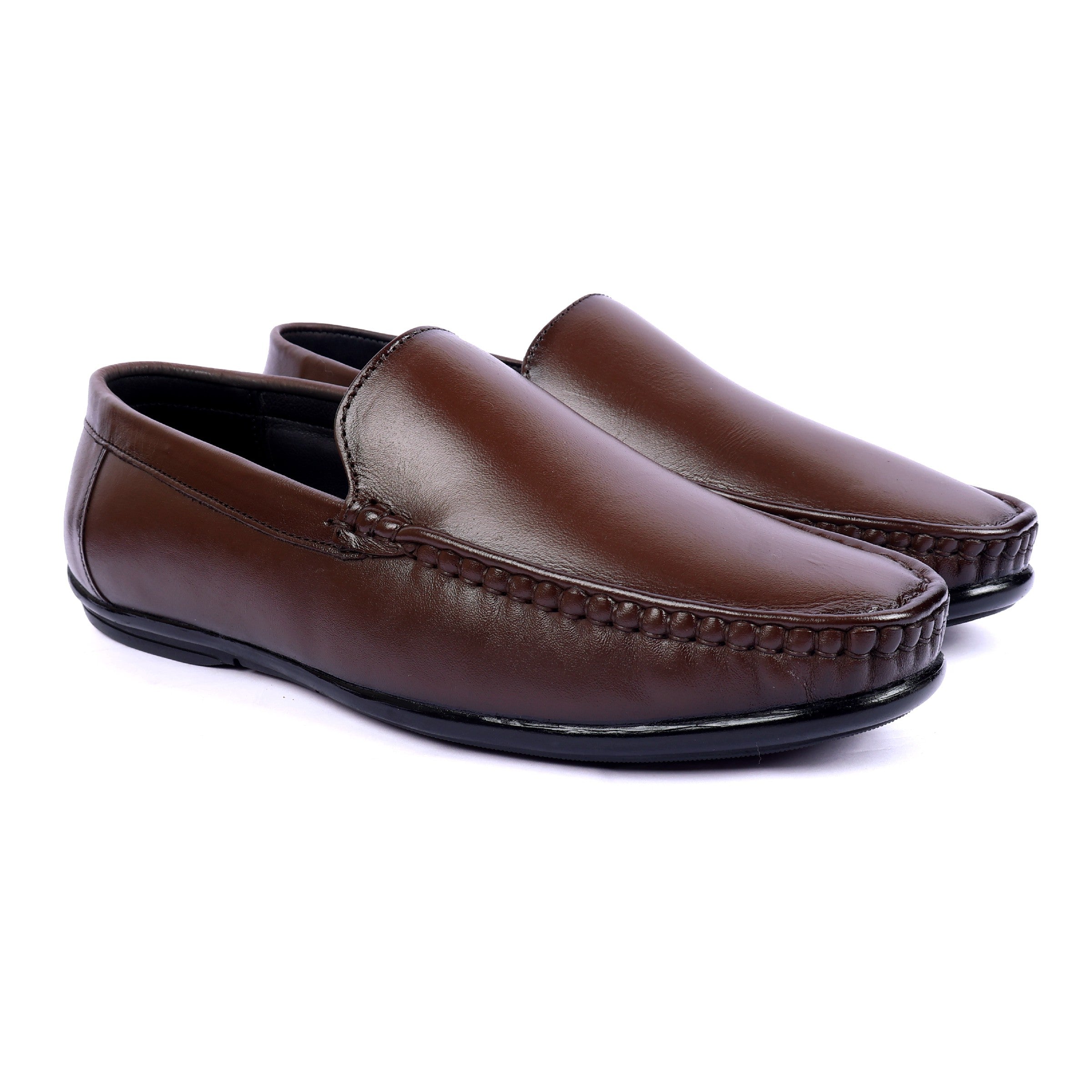 LF01 - Premium Brown Leather Loafers – Elegant Formal Slip-On for Men