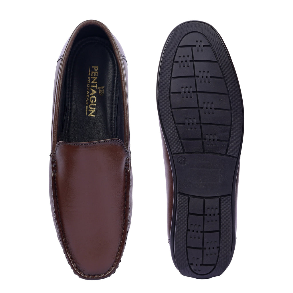 LF01 - Premium Brown Leather Loafers – Elegant Formal Slip-On for Men