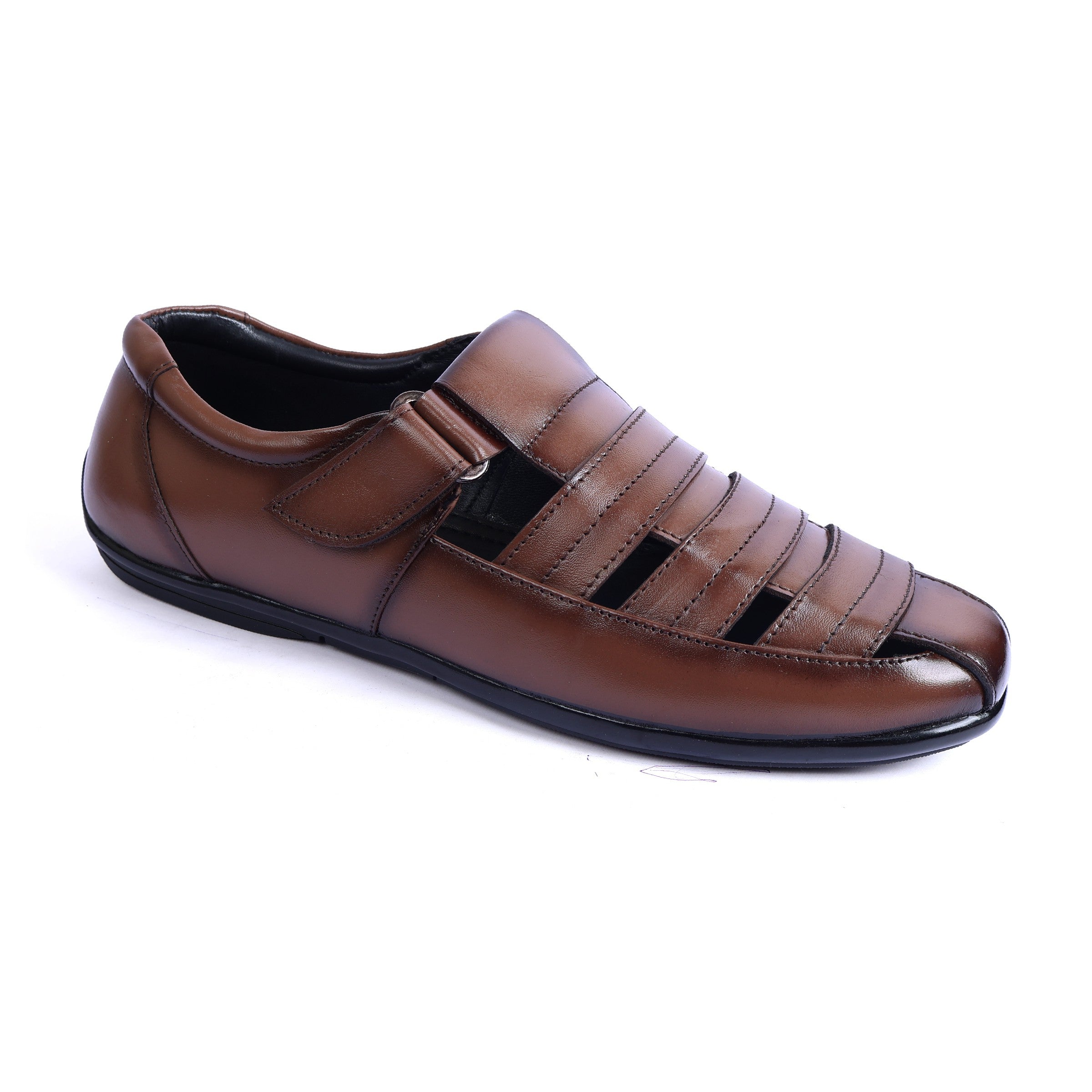 RS01 - Premium Brown Leather Fisherman Sandals – Smart Casual Comfort for Men