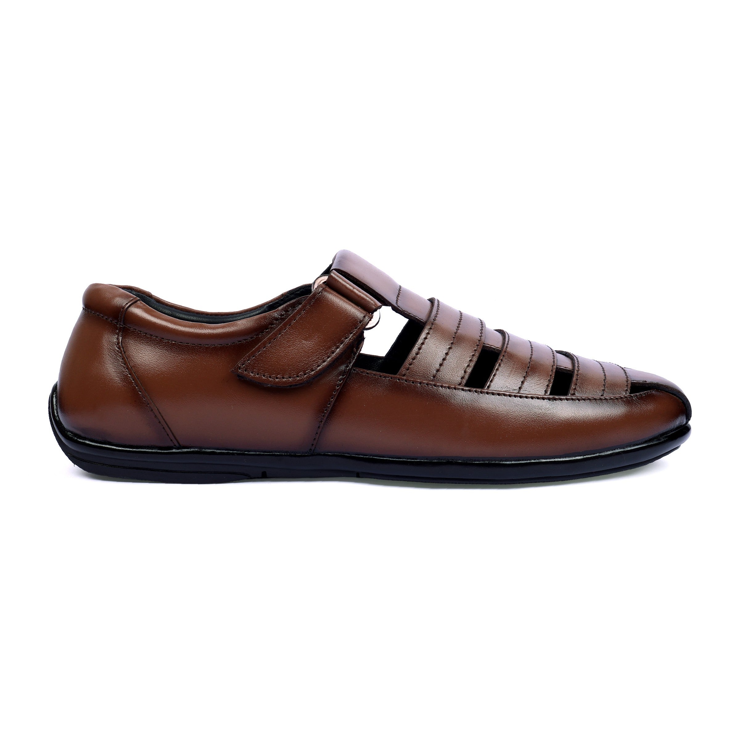 RS01 - Premium Brown Leather Fisherman Sandals – Smart Casual Comfort for Men